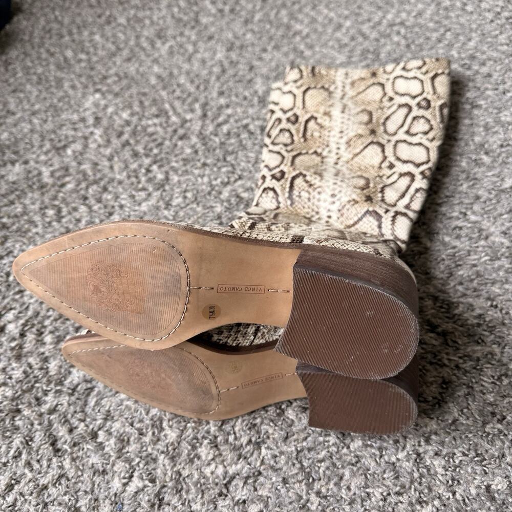 Vince Camuto Beaanna Western Cowgirl Snake Leather Block Heel Riding Boots 7.5 M - Picture 4 of 8